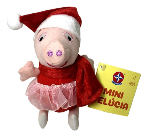 Edição Natal - Mini Boneca Pelúcia Porca Peppa Pig Original