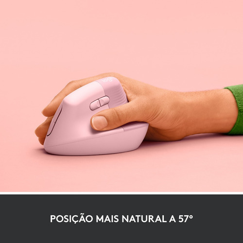 Mouse Ergonômico Sem Fio Lift Destro Rosa Logitech Cor Rosado