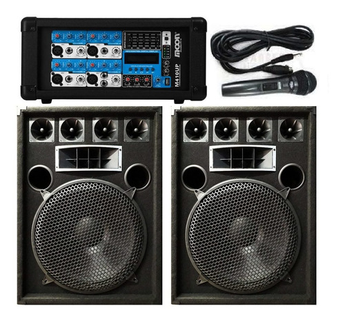 Combo 2 Bafles 15 500w/consola Moon Usb/sd/buetooth/1mic