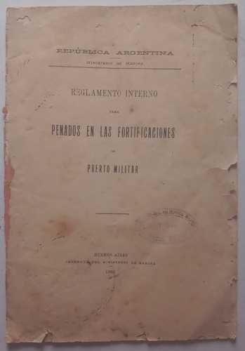Reglamento Interno Ministerio De Marina 1903 Onofre Betbeder
