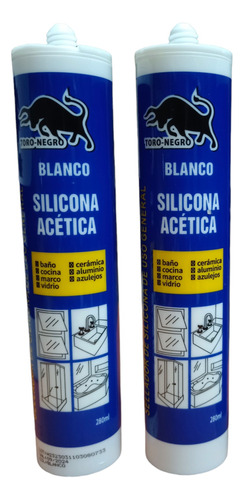 Pak 2 Silicona Acetica Blanco Tubo 300ml