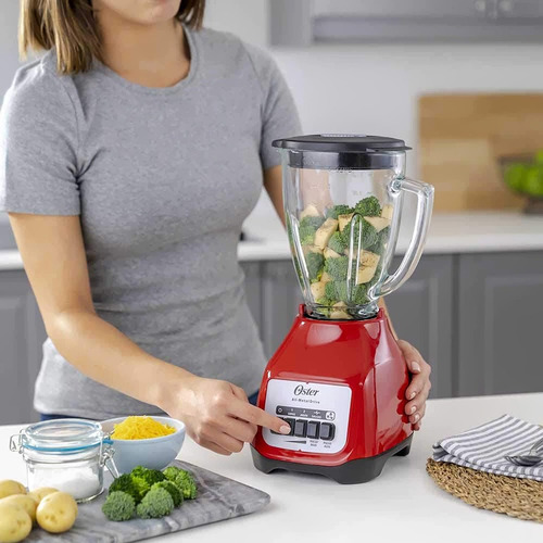 Licuadora Oster BLSTKAG-RPB 1.5 L roja con vaso de vidrio 127V