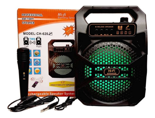 Ch-620 Parlante Bluetooth/usb/fm/tf/aux/mic Input Luces Rgb 