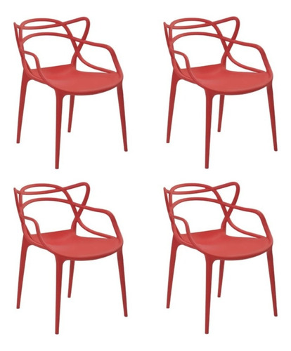 Kit 4 Cadeiras Allegra Vermelha Rivatti Estrutura Da Cadeira Vermelho