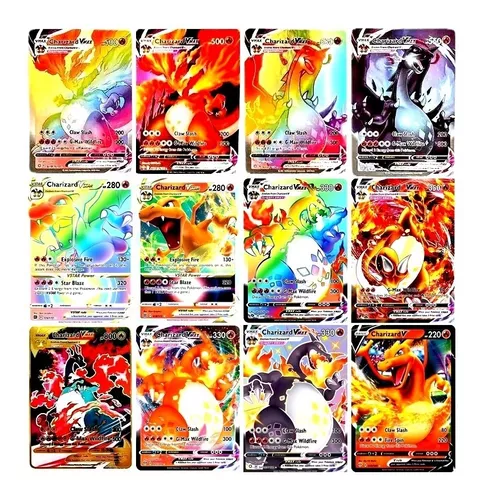 Kit Cartas Raras 6 Cartas Pokemon Charizard Vmax V Gx - R$ 49