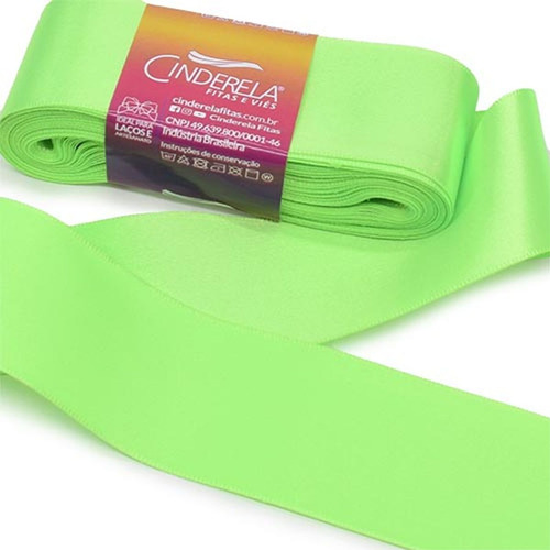 Fita De Cetim Nº 09 38mm Com 10 Metros - Cinderela Cor 91 - Verde Flour