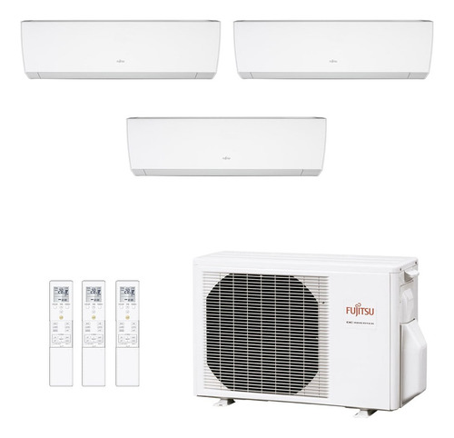Ar Condicionado Multisplit Tri 26000 Btu(2x7000+12000) Quente/frio - Inverter - Fujitsu - 220v - Asbg07lmca Asbg12lmca / Aobg18lat3