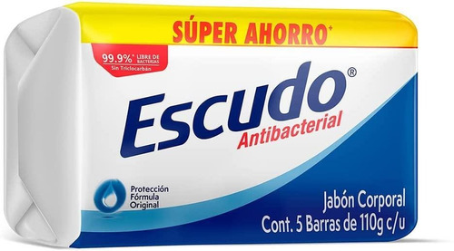 Jabon Corporal Escudo Antibacterial Barra 110gr 5 Pack