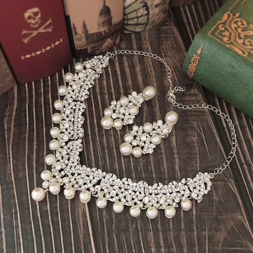 Collar Pendientes Corona Conjunto Novia Boda Fiesta Joy