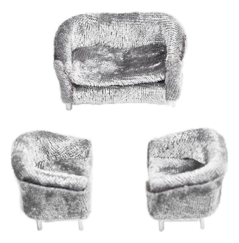 3x Mini Juguetes De Sofá Muebles De Muñeca Bjd 1/25 Gris