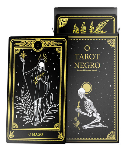 Baralho Tarot Marselha Negro 22 Cartas + Manual Quimbanda
