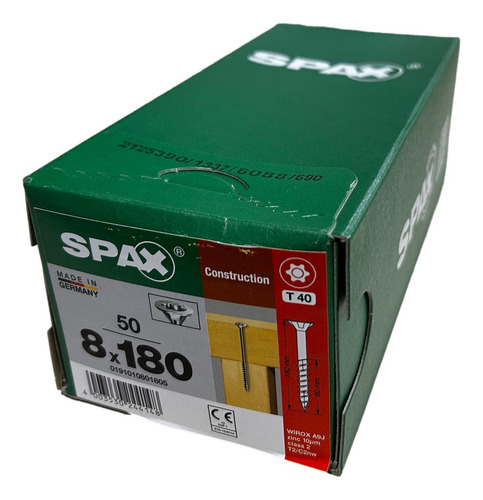 Tornillo Spax Universal 8 X 180 C Parcial Caja 50 T40