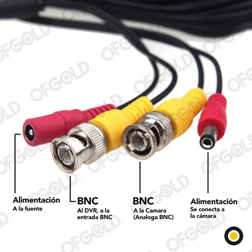 Imagen 2 de 7 de Cable 18 Mts Bnc Video + Alimentación Cámaras Seguridad Cctv
