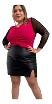 Comprar Pollera Engomada Con Tajo Adelante Super Sexy Talles Grandes