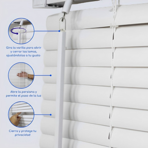 Cortina Roller Persiana Pvc 100x165 Cm Veneciana Manuales Blanco Guiza