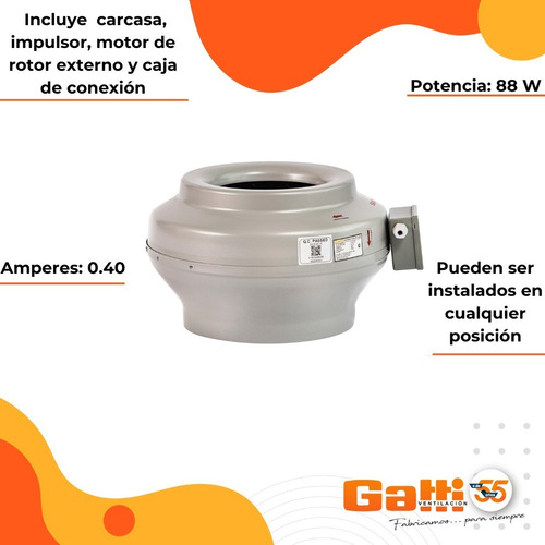 Extractor De Aire Entre Conducto Chapa 6 (15 Cm) Gatti Vent