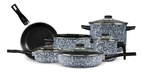 Batería De Cocina 10 Piezas Cinsa Granito Mármol Blanco