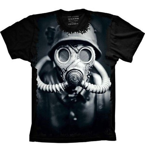 Camiseta Estilosa 3d Fullprint -  Soldado Com Máscara De Gás