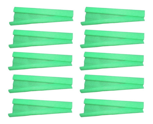 Kit Com 10 Folhas Papel Crepom Colorido Vmp 48cm X 2 Metros Cor Verde-claro