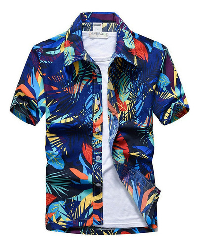 Camisa De Manga Corta Para Hombre Blusa Floral De Talla Gran