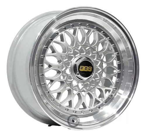 4 Rodas Aro 15 Bbs Rs Polo Fox 5x100 + Bicos Cor Prata Diamantada