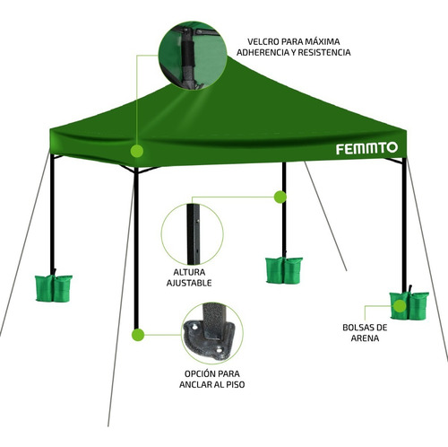 Imagen 5 de 10 de Gazebo Para Playa 3x3 Metros Autoarmable Plegable Reforzado