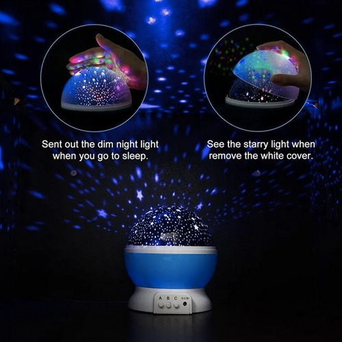 Lámpara De Noche Con Proyector De Estrellas Y Lunas Usb