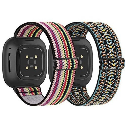 2 Pack Bandas De Nylon Elástico Compatible Con Fitbit Vyv67