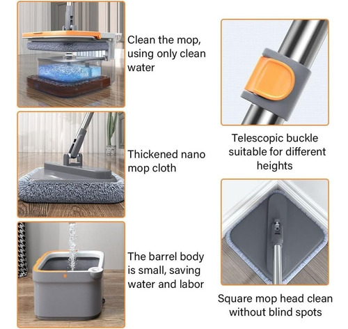 Spin Mop M16, 2024 New Self Wash Spin Mop, With Wringer