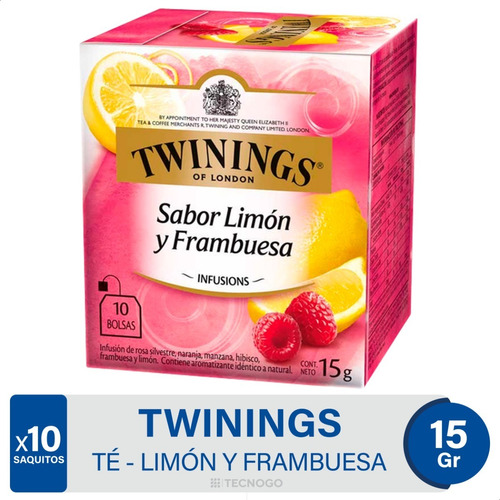 Imagen 1 de 6 de Te Twinings Limon Y Frambuesa Infusion - Caja X10 Sobres
