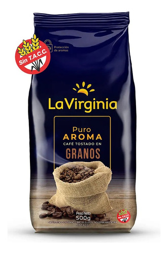 La Virginia Cafe Tostado Grano Puro Aroma X 500 Gr