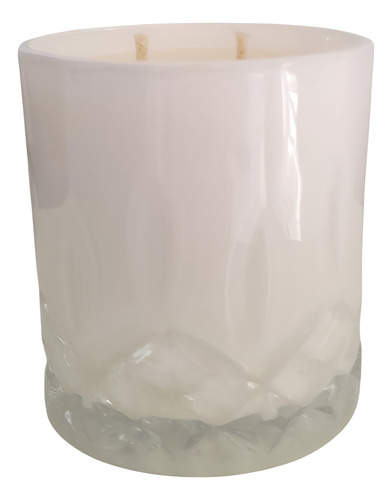 Vela De Soja Vaso Labrado Color De 300 Ml Blanco Vaso Labrado Blanco Azahar / Papaya