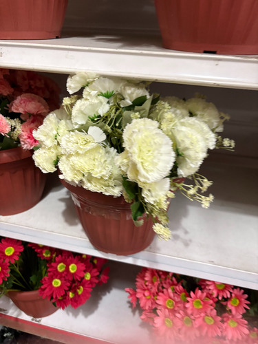 Ramo Rosas Artificiales Clavel X 6 Unidades Pack Deco Color Blanco