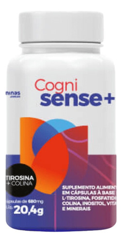 Cogni Sense+ 30caps Tirosina + Colina + Vitaminas E Minerais Sabor Sem Sabor