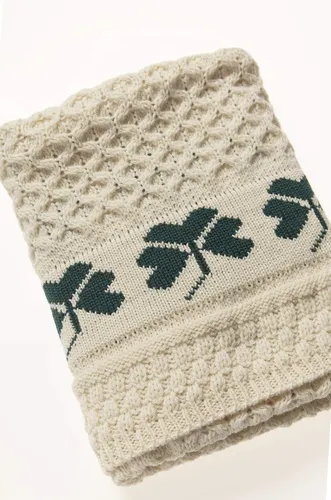 Manta De Lana Merino Con Trébol De Punto Trenzado Para Niños