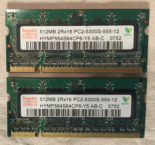 Memorias Notebook 512 Mb Ddr2 667 Mhz Hynix/ Micron/ Samsung