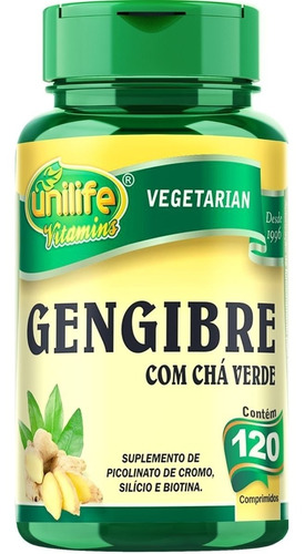 Gengibre C/ Chá Verde 120cáps - Termogênico - Unilife