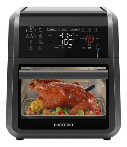 Chefman Airfryer Exactemp De 12 Cuartos,apagado Auto Digital Negro