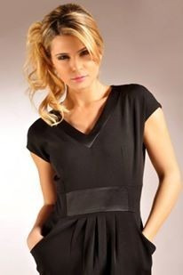 Vestido De Vestir Negro Crepe Con Raso Giacca