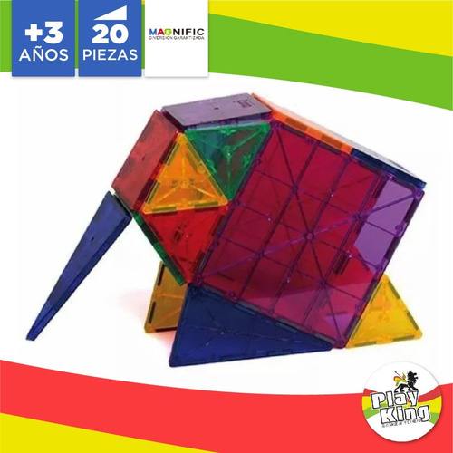 Imagen 2 de 9 de Magnific Bloques Magneticos Diversion 20 Pzs Playking
