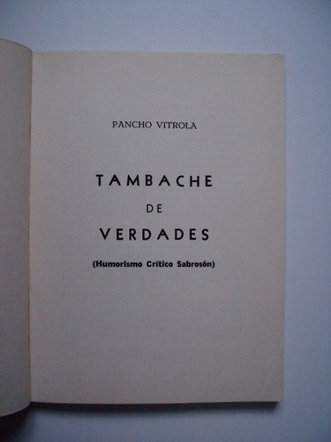 Tambache De Verdades - Humorismo - Pancho Vitrola 1968
