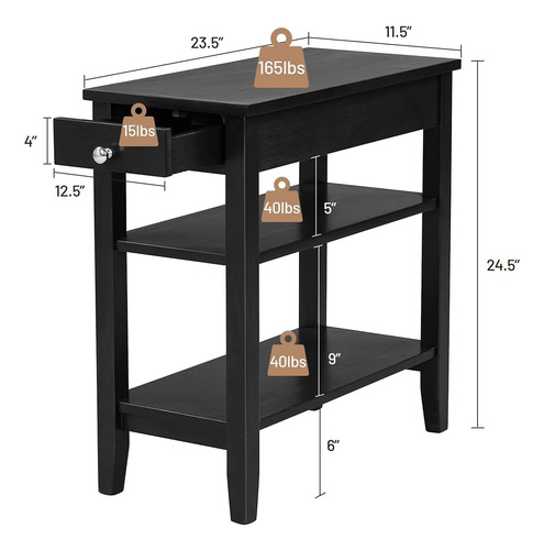 Mesa Auxiliar Multifuncional 3 Niveles Con Cajón Y Estantes