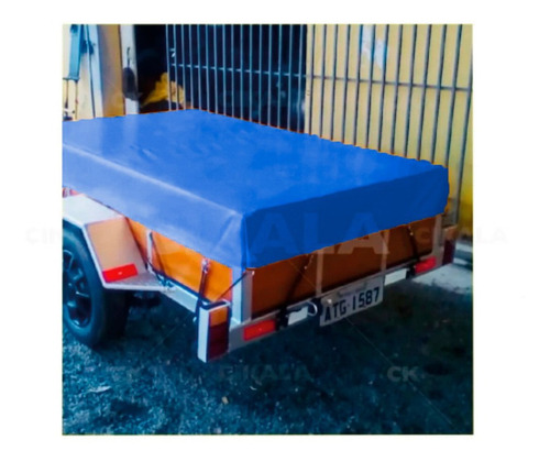 Lona Pvc Ck400 Vini Azul/preto Antichama Emborrachada 3x2m