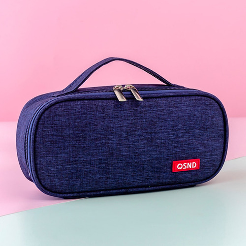 Estojo Escolar Organizador Com Divisórias Grande Necessaire Cor Azul-marinho