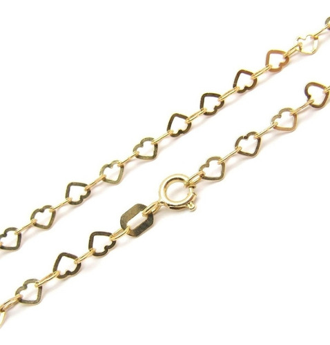 Corrente Love Em Ouro 18k 40cm Elos Coração 3mm Cor Amarelo