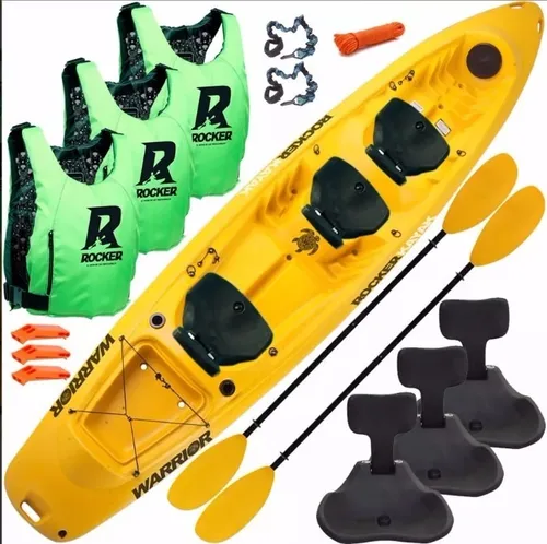 comprar Combo Triple Kayak Rocker Warrior 3 Chalecos+but+remos