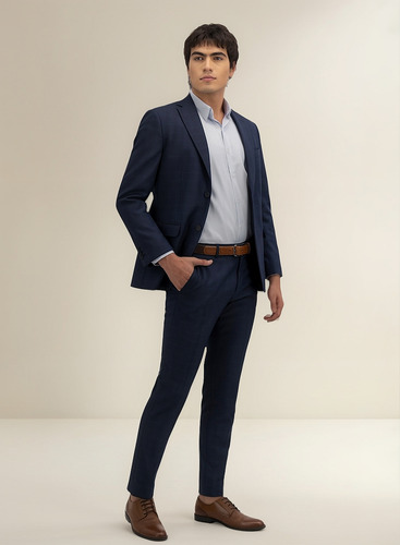 Traje Hombre Easy Care Slim Fit Verde Oscuro Cuadros 46