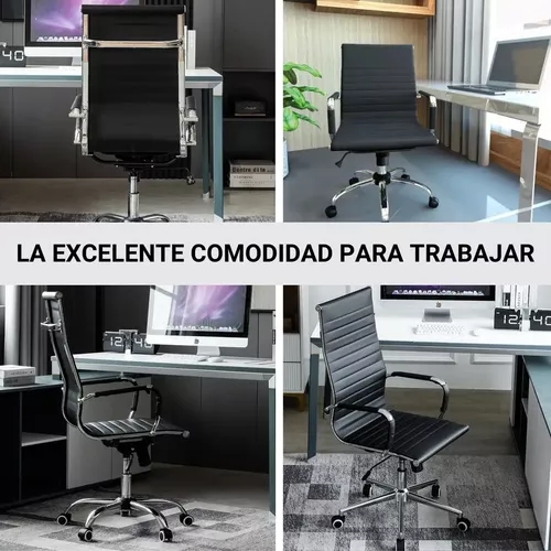 Sillón Oficina NISCA Ecopiel Negra Respaldo Alto - SillasOficina