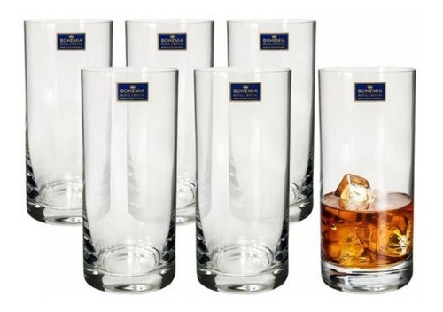 Imagen 2 de 5 de Vasos Cristal Bohemia Trago Largo 450ml Set X 12