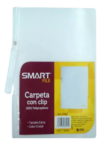 Carpeta Con Clip Smart File Tamaño Carta Cont. 1 Pieza